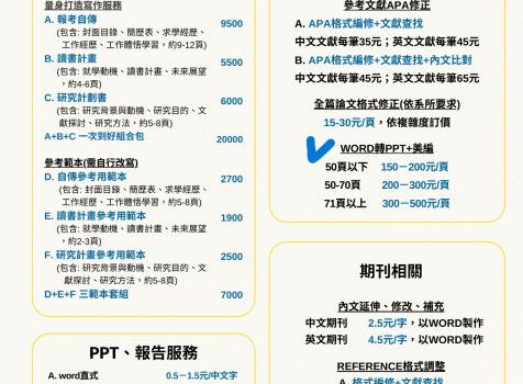 價目表